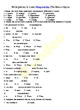 Đề thi giữa học kì 1 môn Tiếng Anh Lớp 7 Thí điểm (Có đáp án)